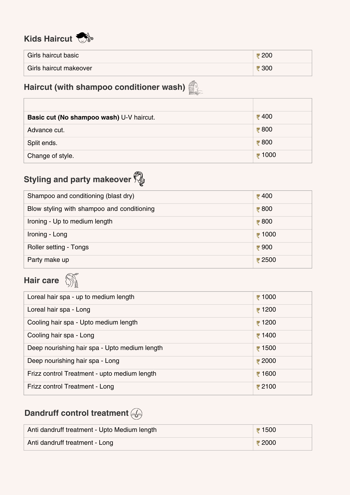 monalisa womens menu